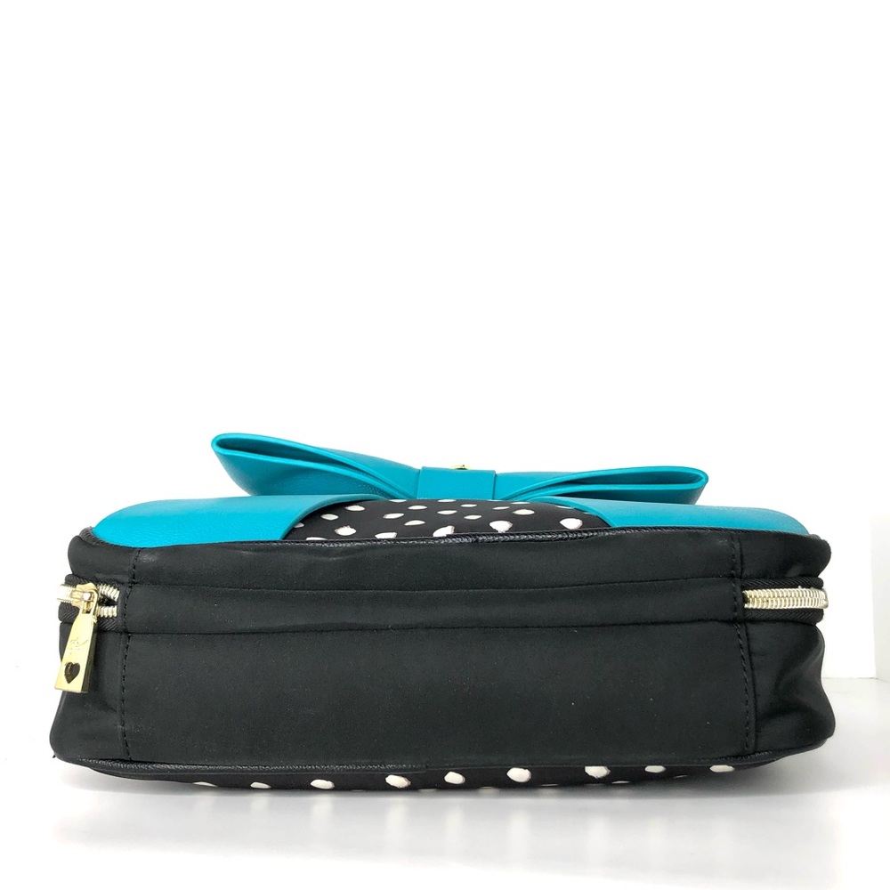 Betsey Johnson Polka Dot Teal Ribbon Bag - Picture 7 of 11